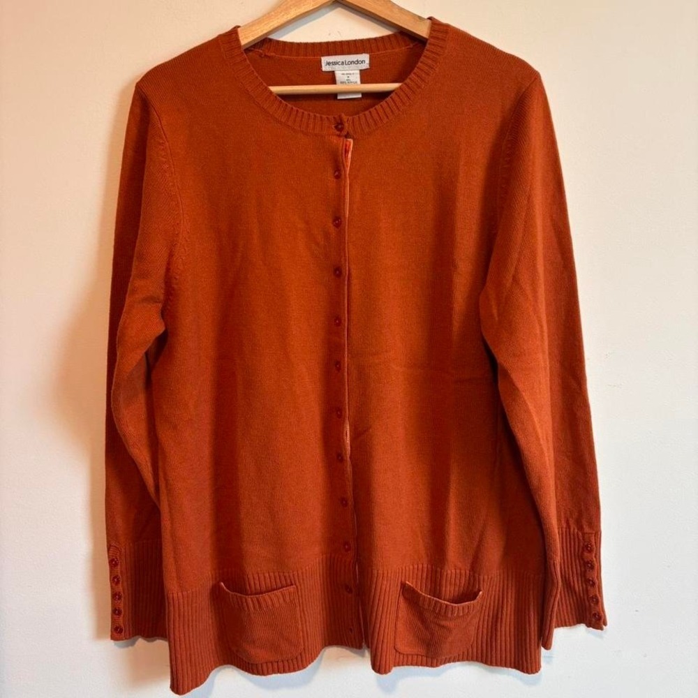 VTG orange button down cardigan sweater